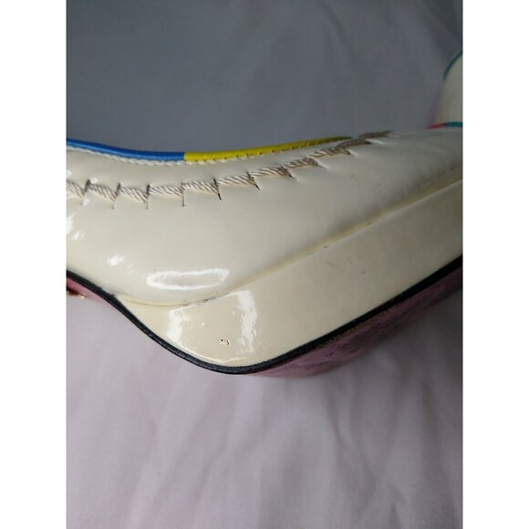 Betsey Johnson Womens 7 M Open Peep Toe High Heels Shoes Ivory Multicolor Floral - Picture 13 of 13